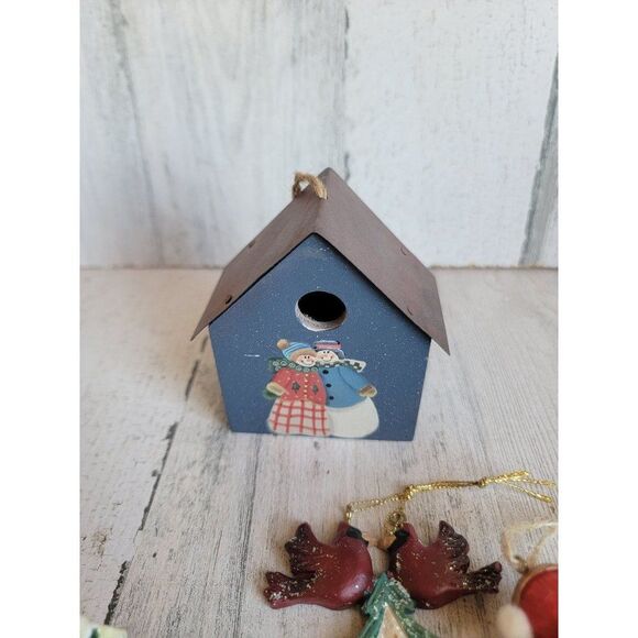 Red cardinal bird birdhouse variety set ornament Xmas - Picture 9 of 14